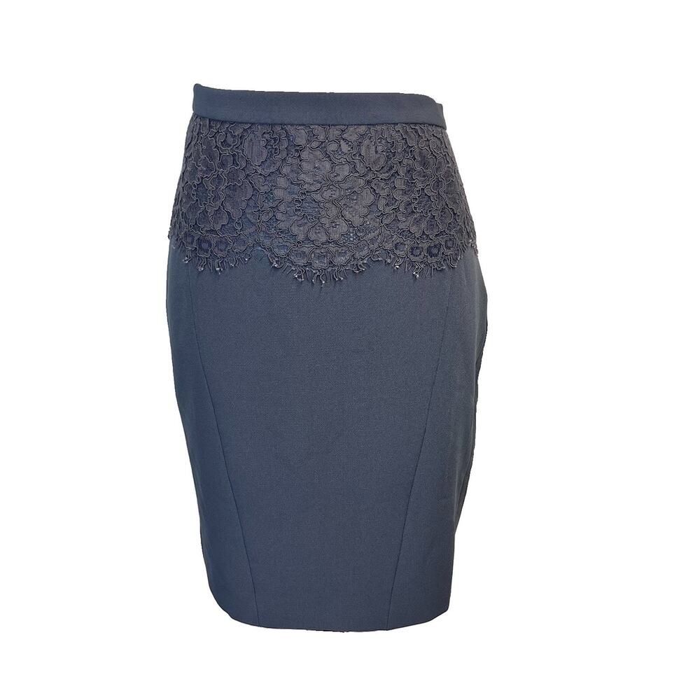 Banana Republic Skirt size 8 Gray Lace Straight Pencil Knee Stretch Career Slim